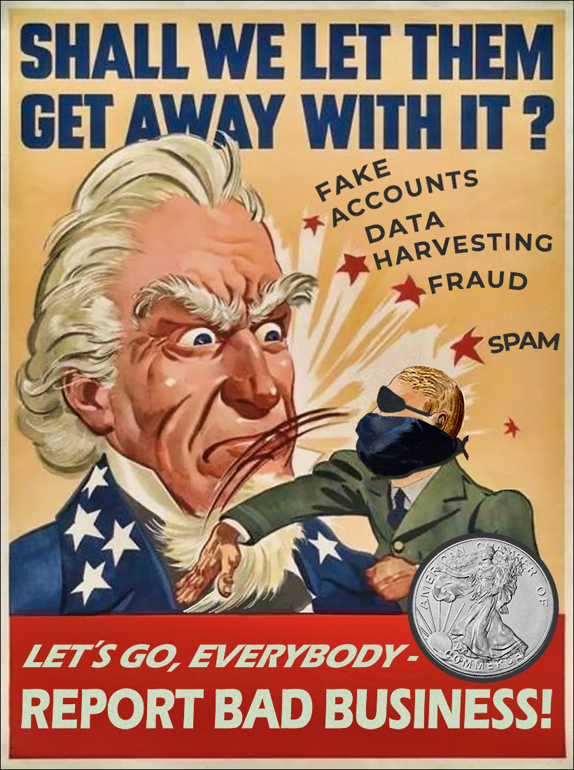 WWI poster of uncles sam getting a slap in the face from a lowlife spammer or fraud saying don't let them get away with it