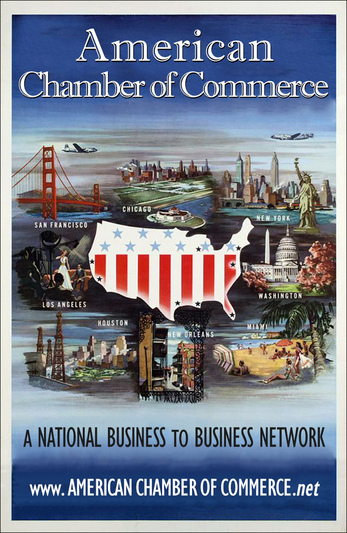 1950s image of usa between several major cities across the country representing the chamber's national business network